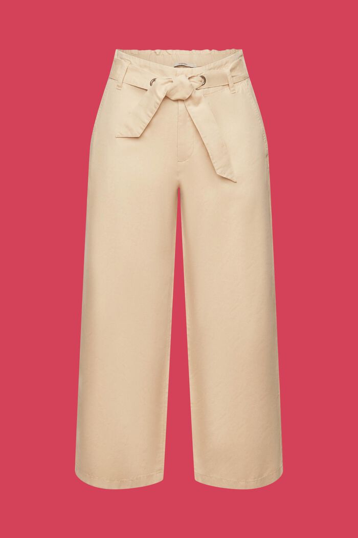 Jupe-culotte en coton et lin dotée d’une ceinture à nouer, SAND, detail image number 6