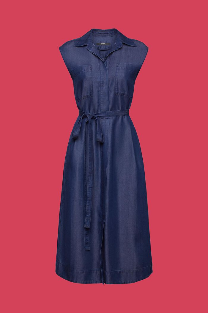 Hemdblusenkleid aus TENCEL™ Denim mit Gürtel, BLUE DARK WASHED, detail image number 6