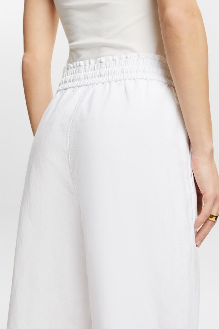 Pantalon en coton et lin, WHITE, detail image number 3