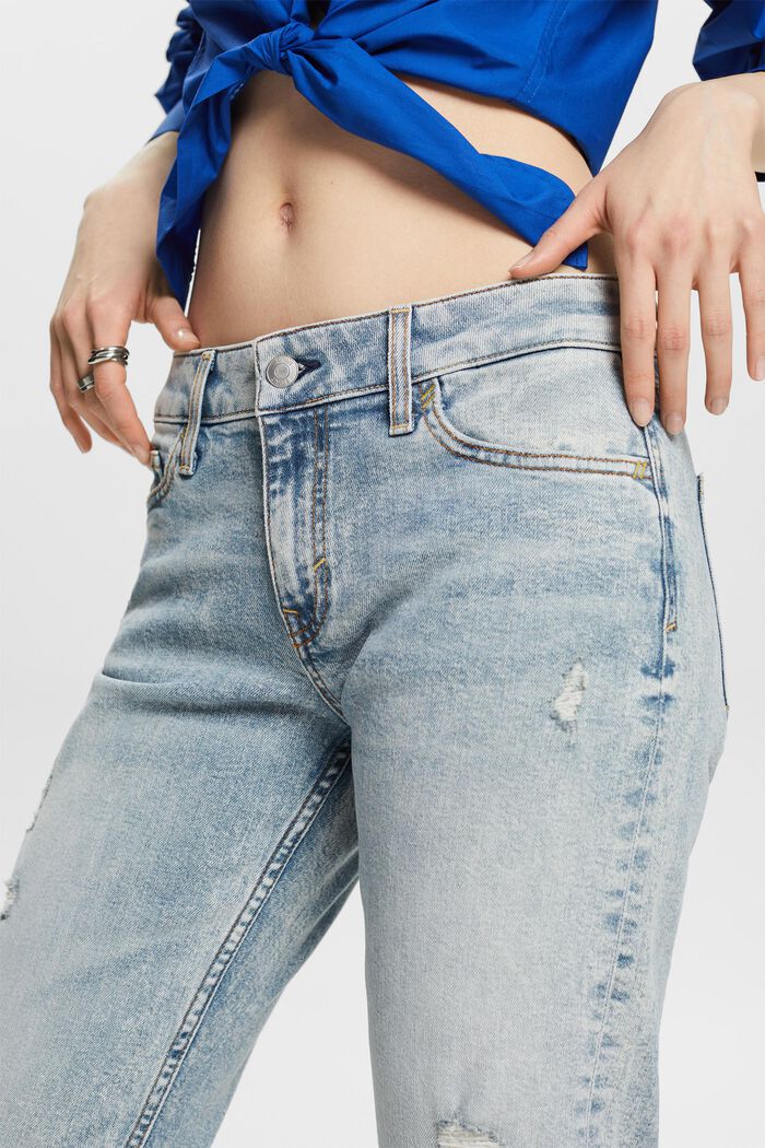 Jeans mit geradem Bein und mittlerer Bundhöhe, BLUE LIGHT WASHED, detail image number 4