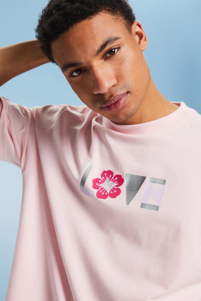 Unisex-T-Shirt aus Pima-Baumwolle mit Print, PASTEL PINK, detail image number 4