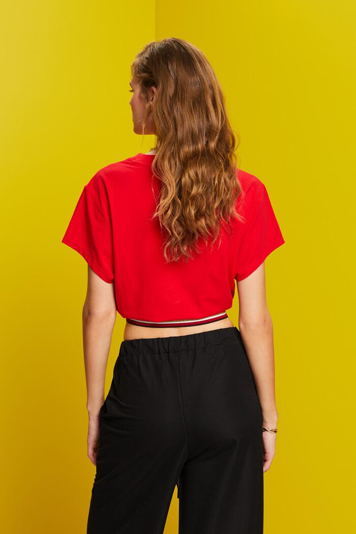 T-shirt de coupe courte à bande pailletée, RED, detail image number 3