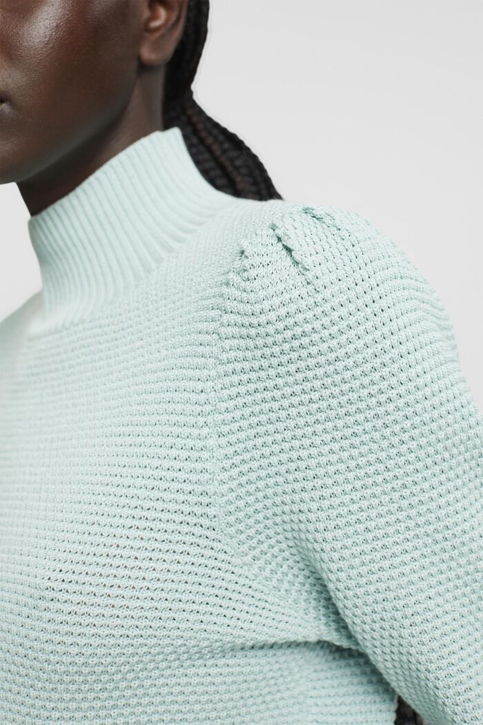 Strukturierter Pullover mit Stehkragen, LIGHT AQUA GREEN, detail image number 0