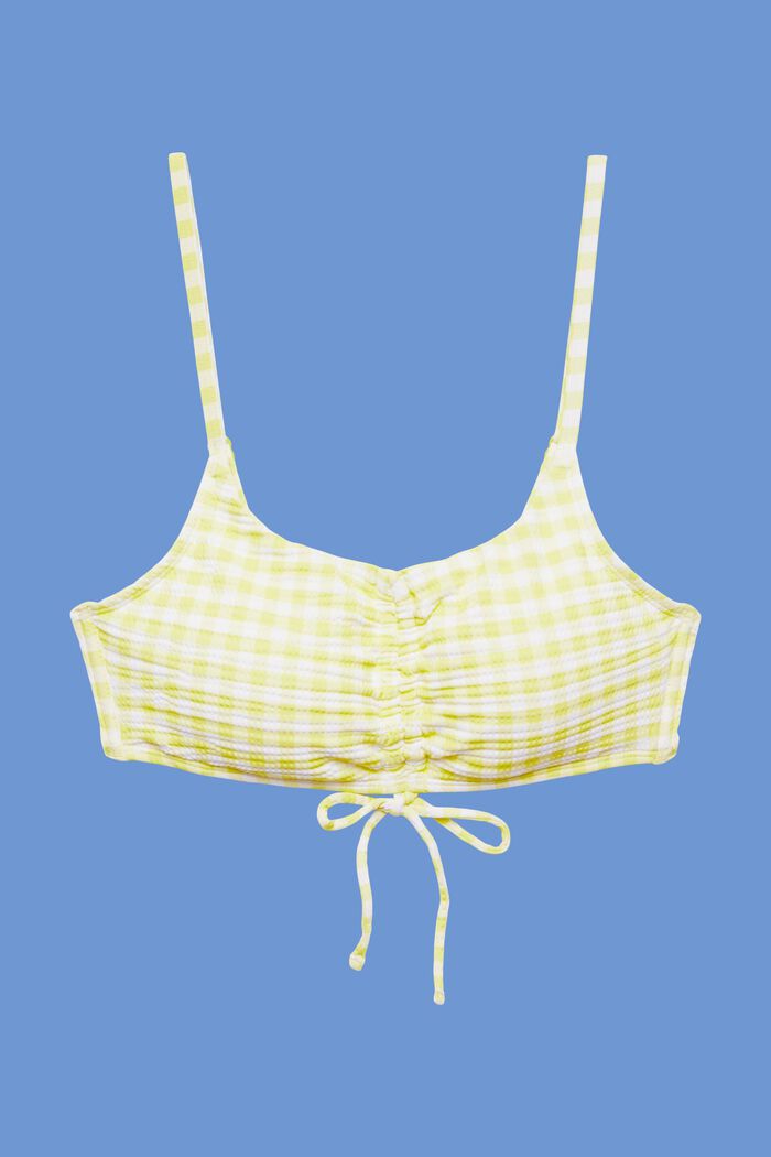 En matière recyclée : le haut de bikini bandeau texturé, LIME YELLOW, detail image number 4
