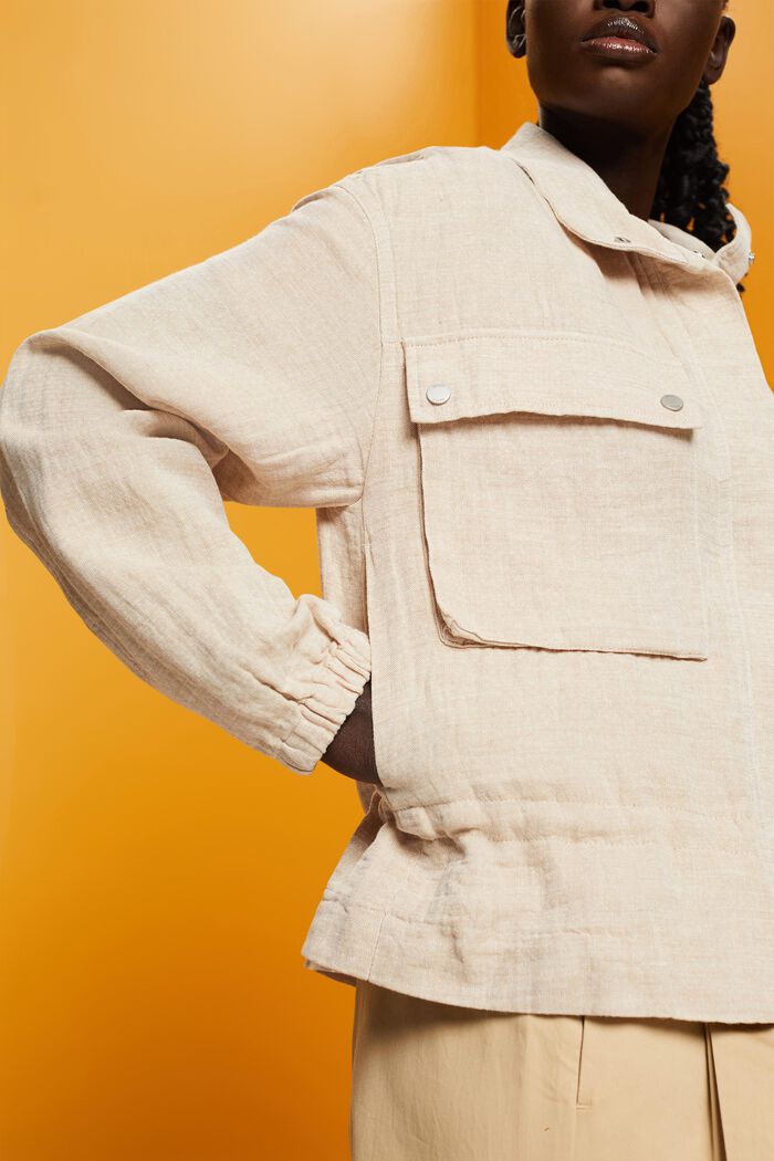 Leichte Jacke aus Baumwolle-Leinen-Mix, SAND, detail image number 2