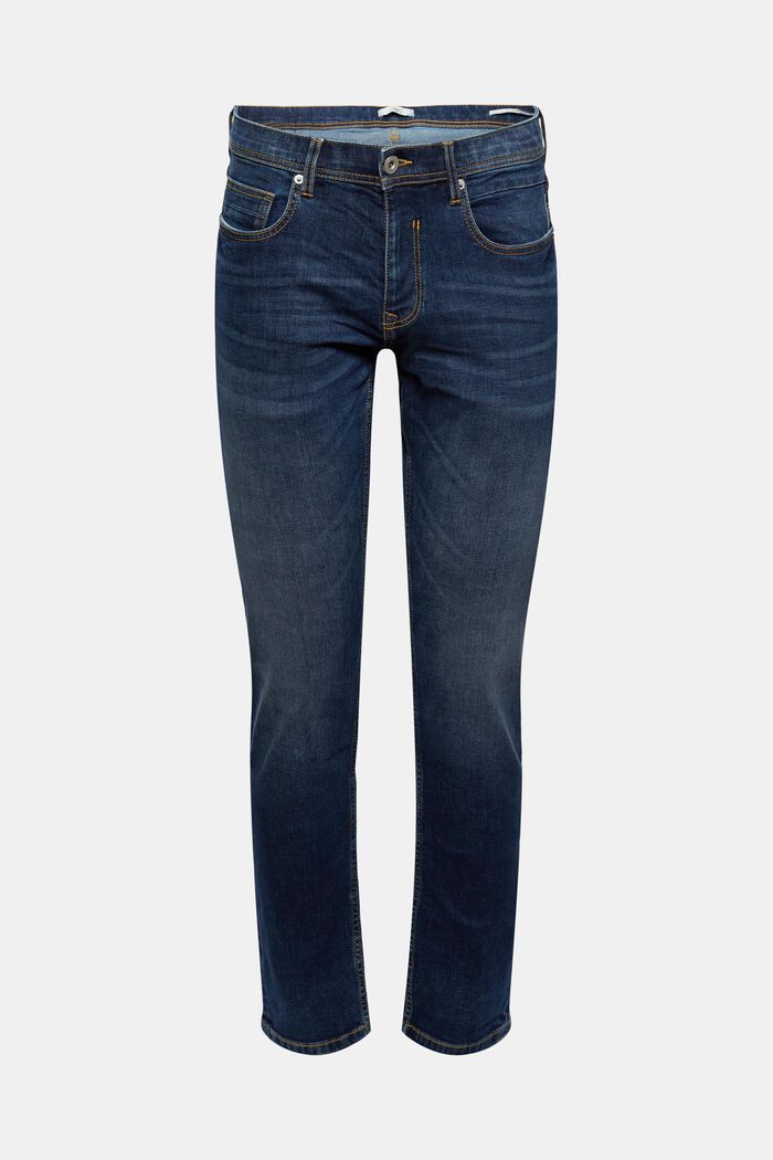 Schmale Stretch-Jeans im Washed-Look, BLUE MEDIUM WASHED, detail image number 0
