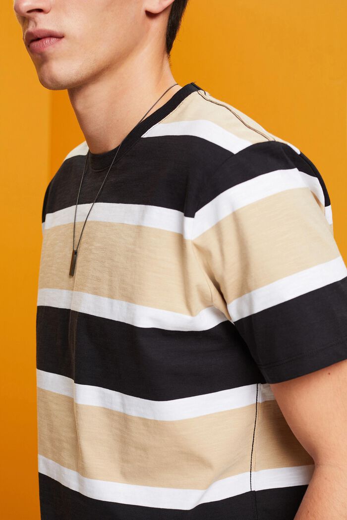 Gestreiftes Jersey T-Shirt, 100 % Baumwolle, BLACK, detail image number 2