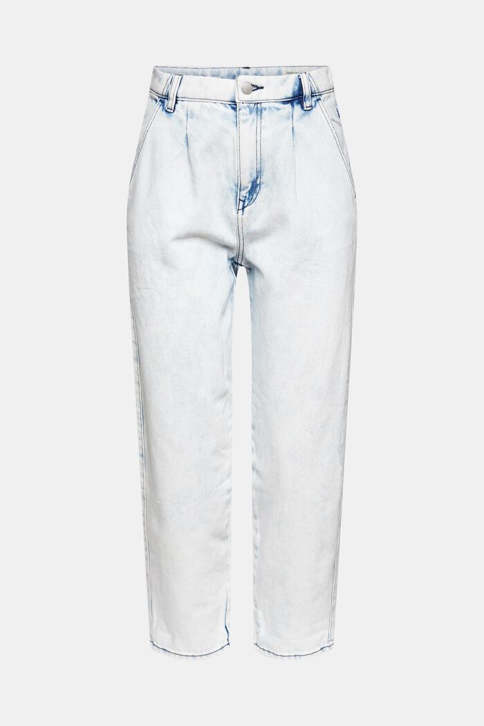 Cropped Jeans mit Bundfalten, BLUE BLEACHED, overview