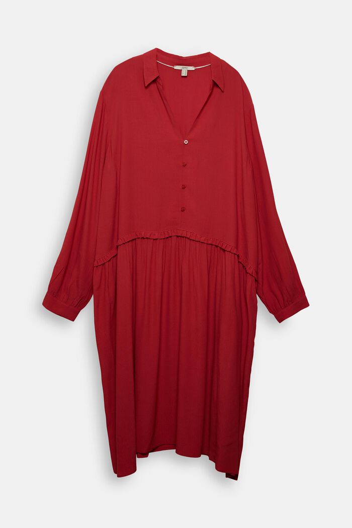 CURVY Kleid mit Rüschenkante, RED, overview