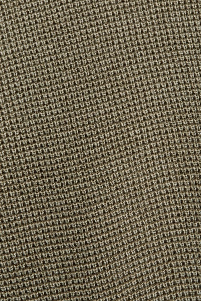 Pull basique col ras-du-cou, 100 % coton, KHAKI GREEN, detail image number 4