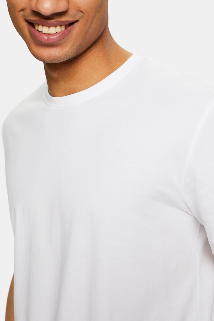 T-shirt col ras-du-cou en jersey de coton Pima, WHITE, detail image number 3