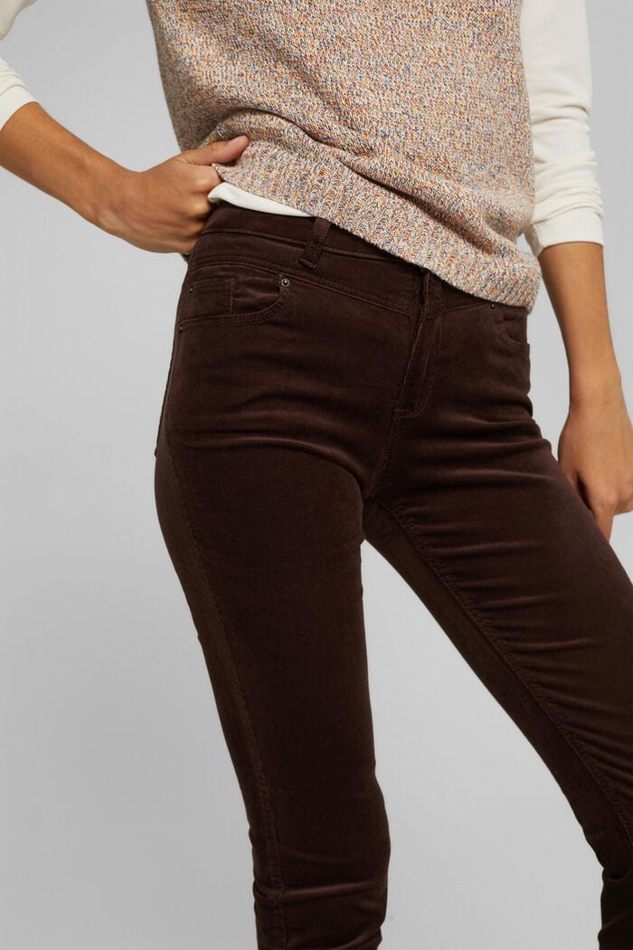 Pantalon en fin velours de coton mélangé, RUST BROWN, detail image number 2