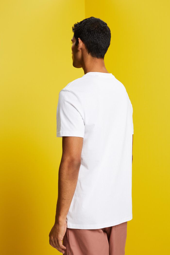 T-shirt à encolure en V, coton Pima, WHITE, detail image number 3