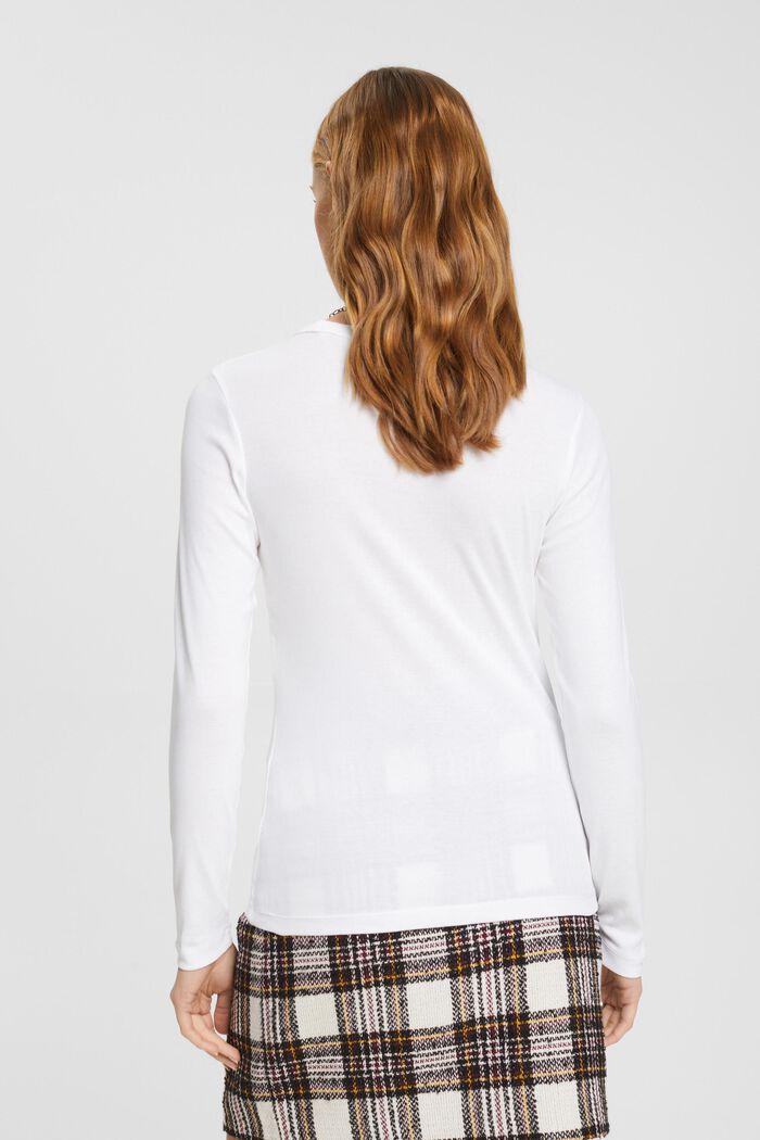 T-shirt à manches longues en coton, WHITE, detail image number 3