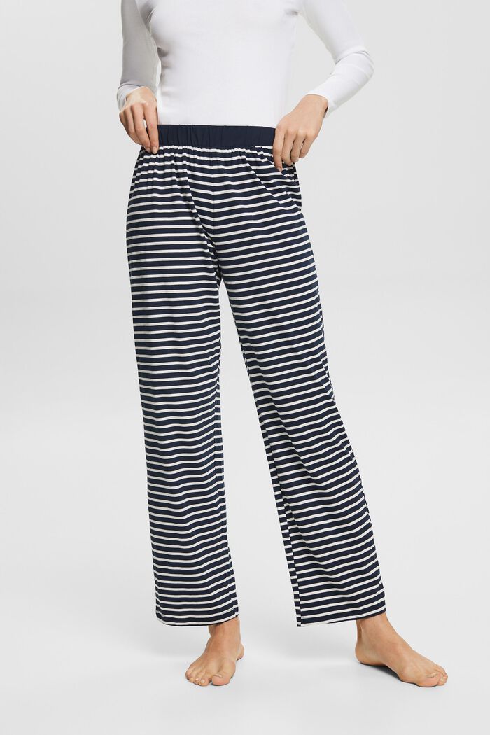 Pantalon de pyjama rayé à enfiler, NAVY, detail image number 0