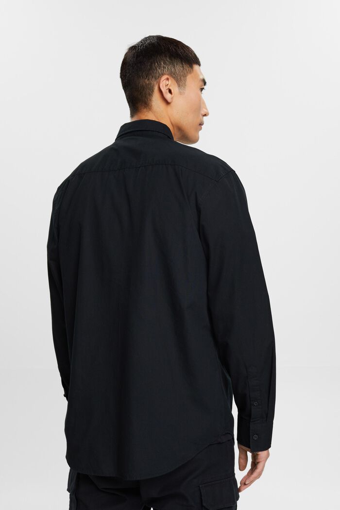 Button-Down-Hemd aus Popeline, 100 % Baumwolle, BLACK, detail image number 3