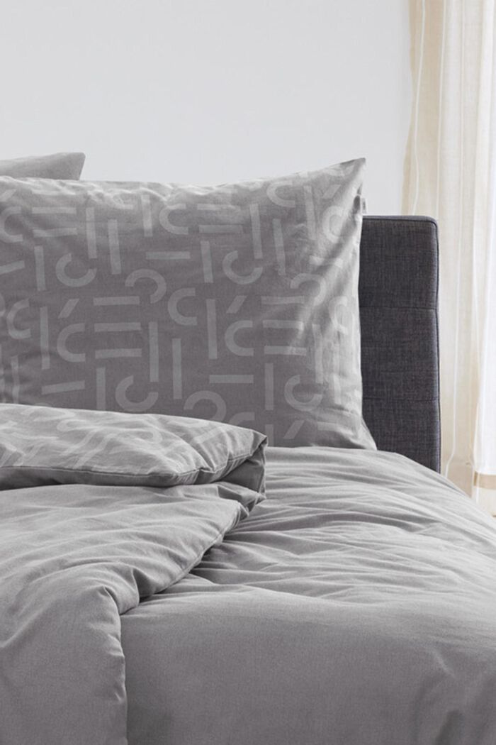 Parure de lit en flanelle animée d’un logo, ANTHRACITE, detail image number 1