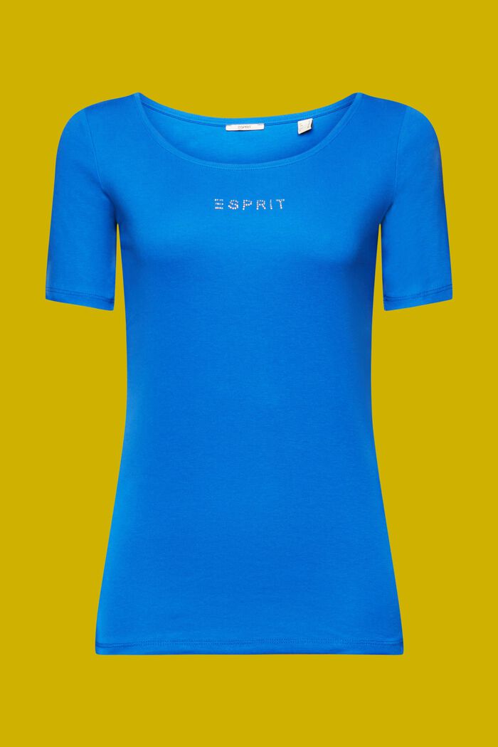 Jersey-T-Shirt mit Glitter-Logo, BRIGHT BLUE, detail image number 6