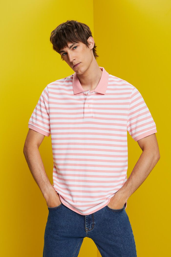 Polo rayé coupe Slim Fit, PINK, detail image number 0