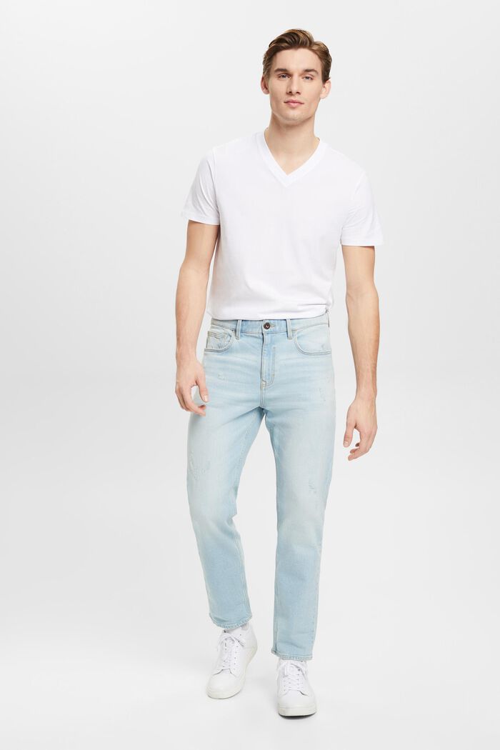 T-shirt en coton à encolure en V de coupe Slim Fit, WHITE, detail image number 4