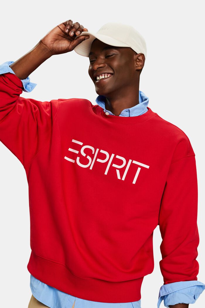 Sweat-shirt unisexe en maille polaire de coton orné d’un logo, RED, detail image number 3