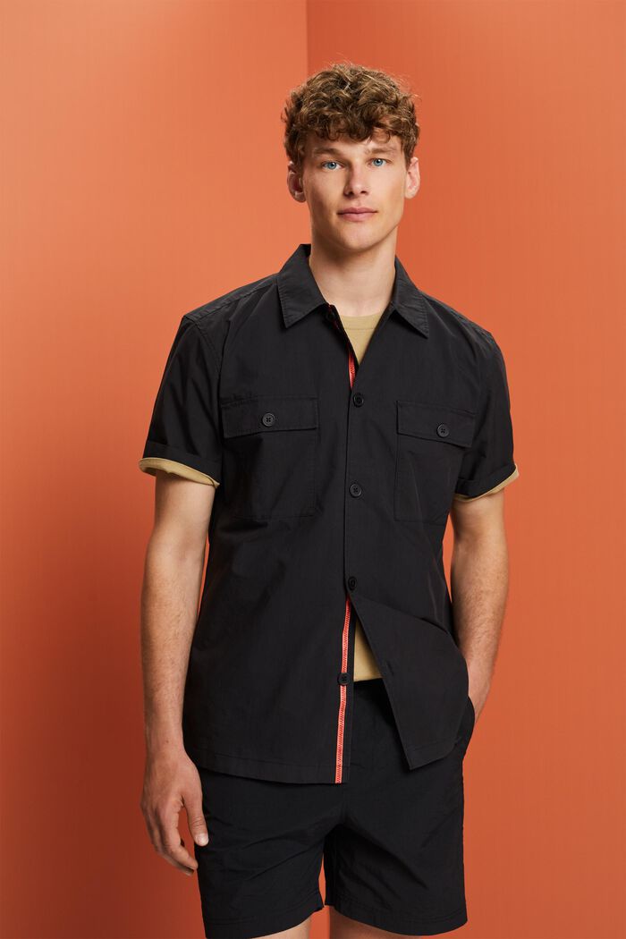 T-shirt à manches courtes, coton mélangé, BLACK, detail image number 0