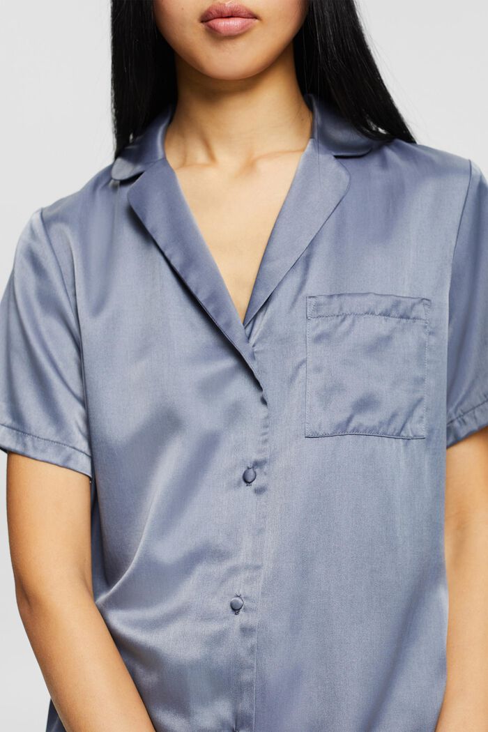 Satin-Pyjama mit LENZING™ ECOVERO™, GREY BLUE, detail image number 3