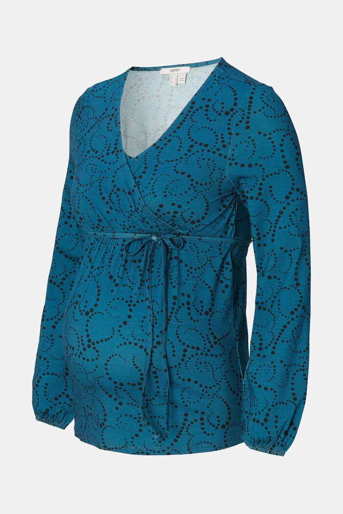 T-shirt à manches longues à motif, LENZING™ ECOVERO™, BLUE CORAL, detail image number 6