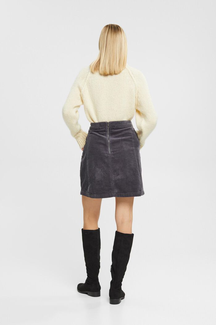Mini-jupe en velours côtelé, 100 % coton, ANTHRACITE, detail image number 5