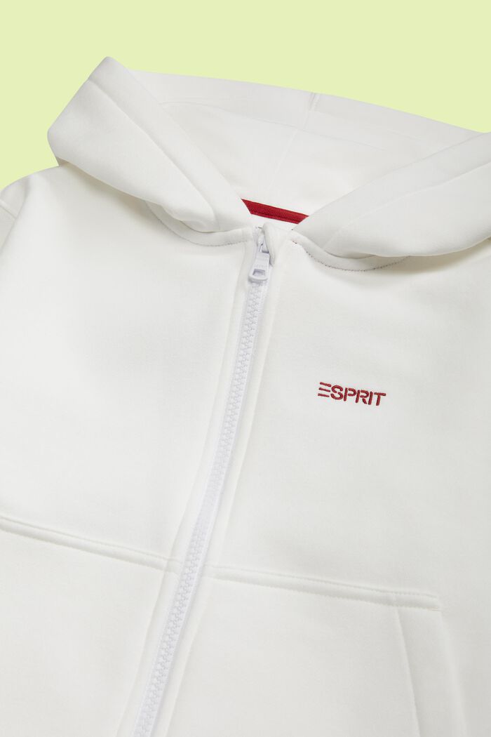 Sweat à capuche zippé orné du logo, WHITE, detail image number 1