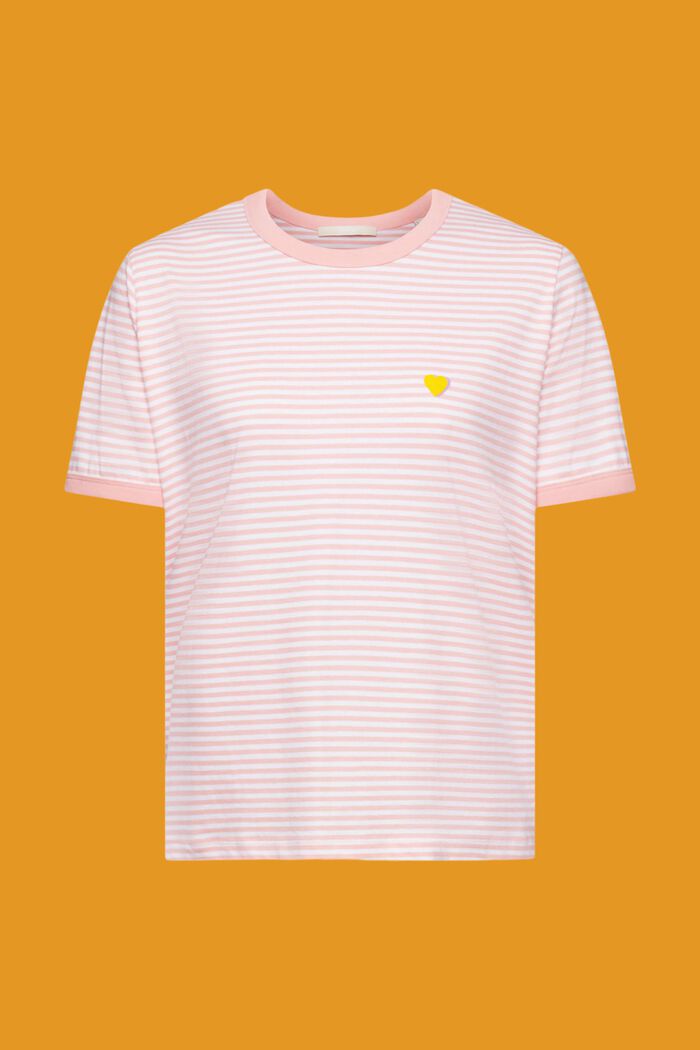 T-shirt rayé en coton animé d’un motif brodé, PINK, detail image number 5