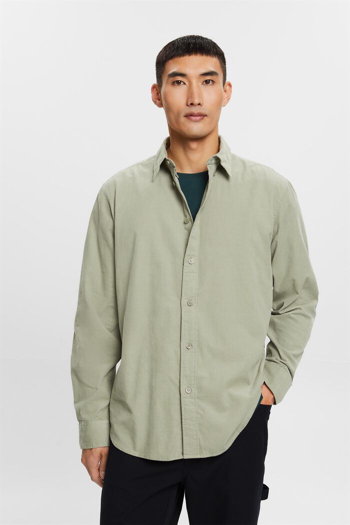 Hemd aus Cord, 100% Baumwolle, DUSTY GREEN, detail image number 0