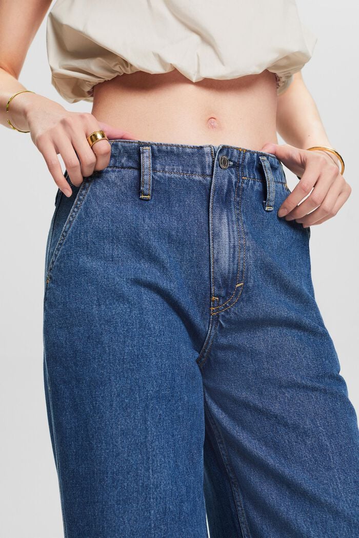 Retro-Jeans mit hohem Bund und weitem Bein, BLUE MEDIUM WASHED, detail image number 4