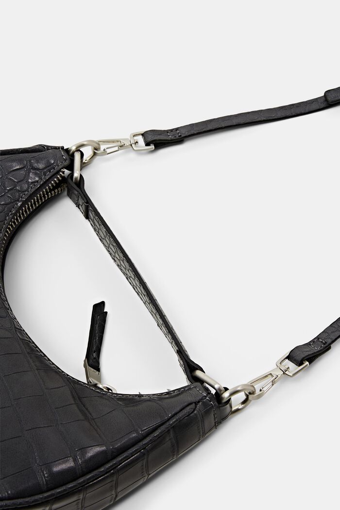Halbmondförmige Tasche in Lederoptik, DARK GREY, detail image number 1