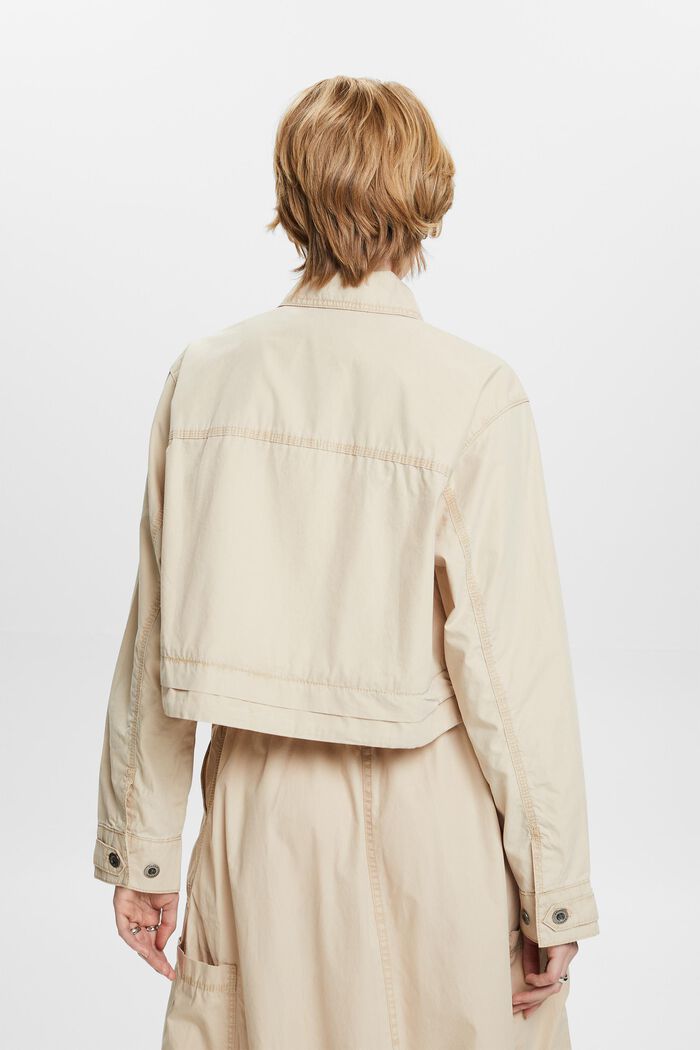 Cropped-Jacke aus Baumwollcanvas zum Binden, SAND, detail image number 3