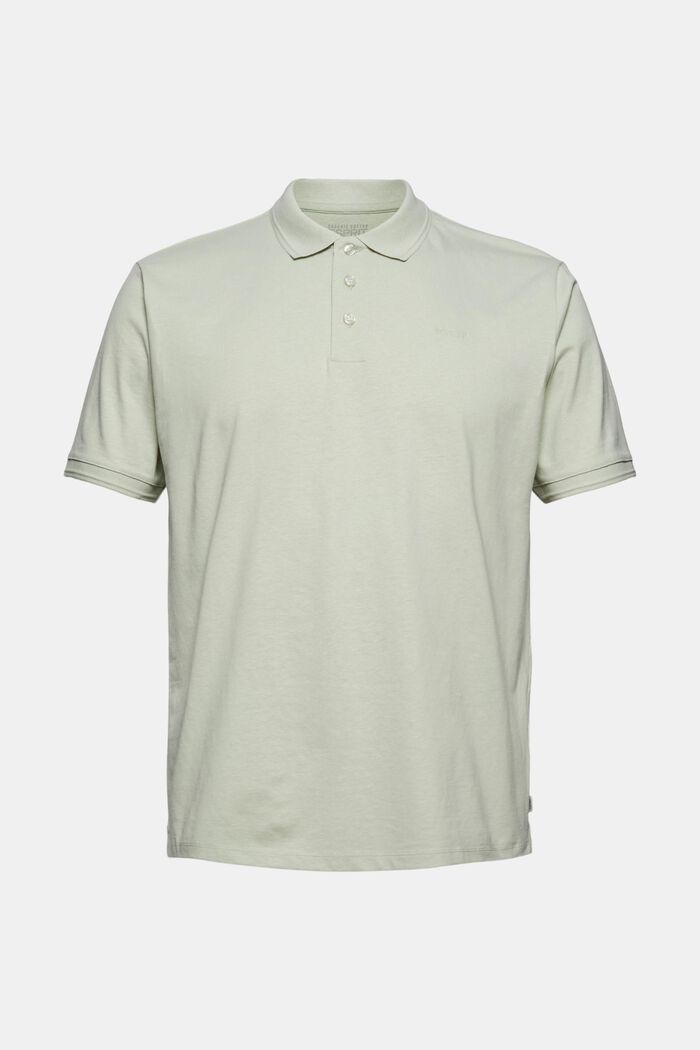 Mit Leinen/Organic Cotton: Jersey-Poloshirt, PASTEL GREEN, detail image number 0