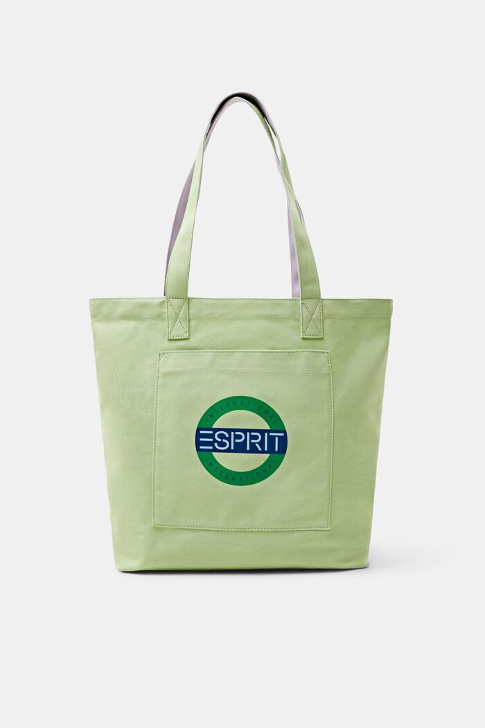 Tote Bag aus Baumwolle mit Logodesign, LIGHT GREEN, detail image number 0