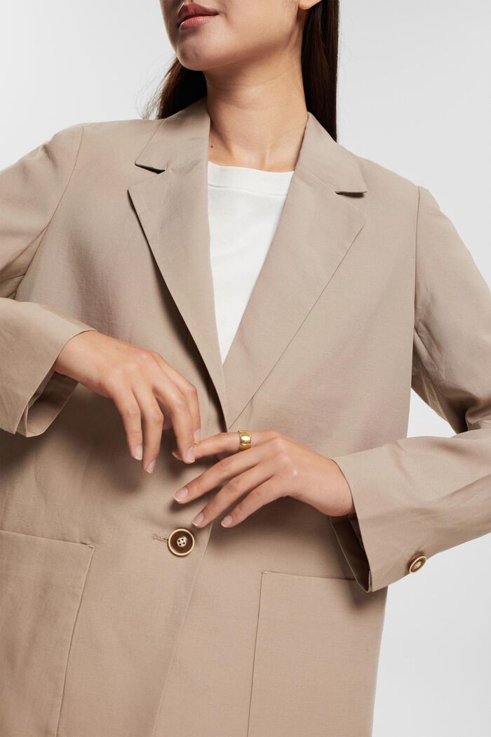 À teneur en lin : la veste de tailleur à 1 bouton, LIGHT TAUPE, detail image number 4