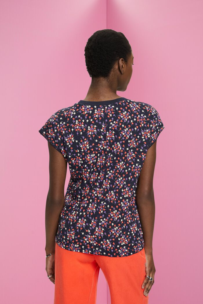 T-shirt sans manches à motif à fleurs all-over, NAVY, detail image number 3