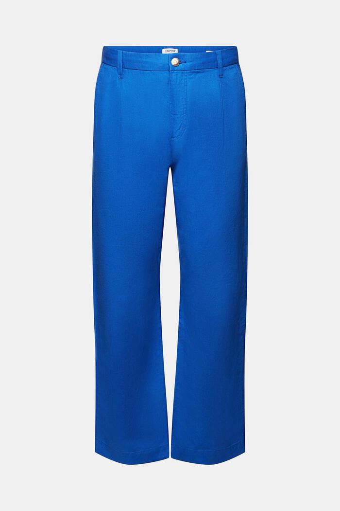 Pantalon de coupe droite en lin et coton, BRIGHT BLUE, detail image number 7