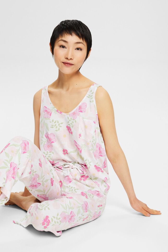 Pyjama à motif floral, LENZING™ ECOVERO™, WHITE, detail image number 1
