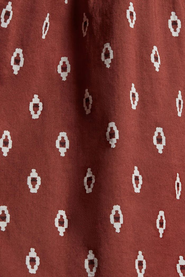 Gesmokte Print-Bluse aus Organic Cotton, GARNET RED, detail image number 4