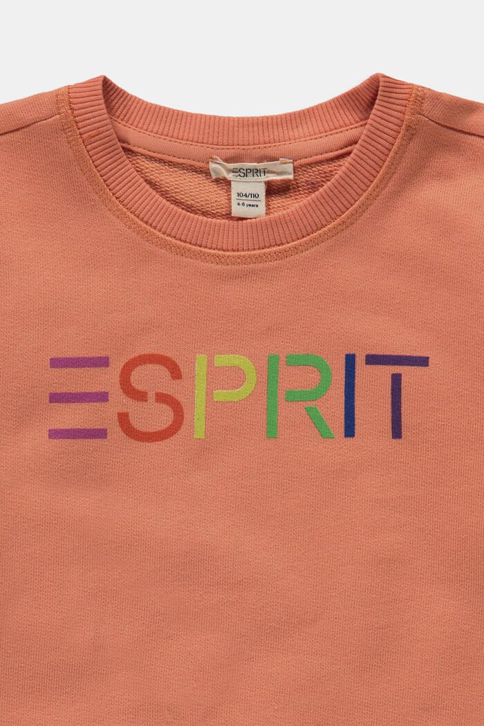 Sweat-shirt à logo coloré, 100 % coton, PASTEL ORANGE, detail image number 2