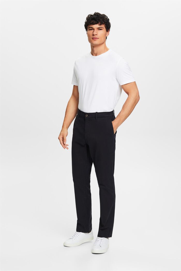 Pantalon chino droit en twill de coton, BLACK, detail image number 5