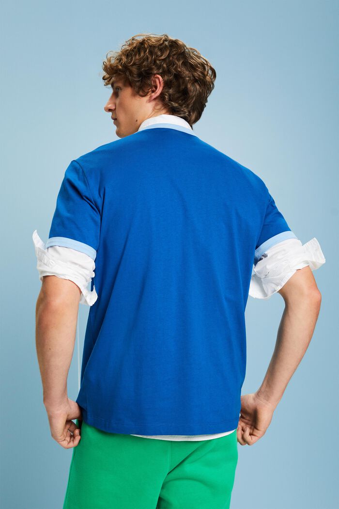 T-shirt col rond en coton à logo, BRIGHT BLUE, detail image number 2
